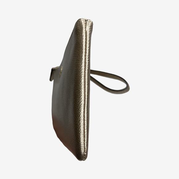 Coach Metallic Leather Large Corner Zip Wristlet Gold Pebbled Leather - Picture 11 of 15